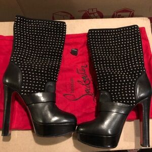 FINAL SALE Christian Louboutin Marisa studded boots black studded heels 38.5 8